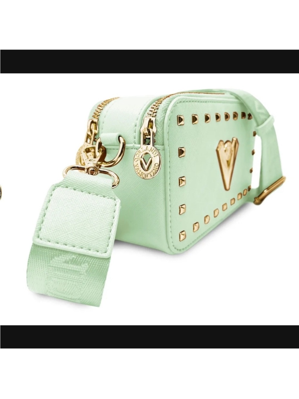 Valentino Mint Green Studded Camera Crossbody with Gold Accents - Picture 2 of 4